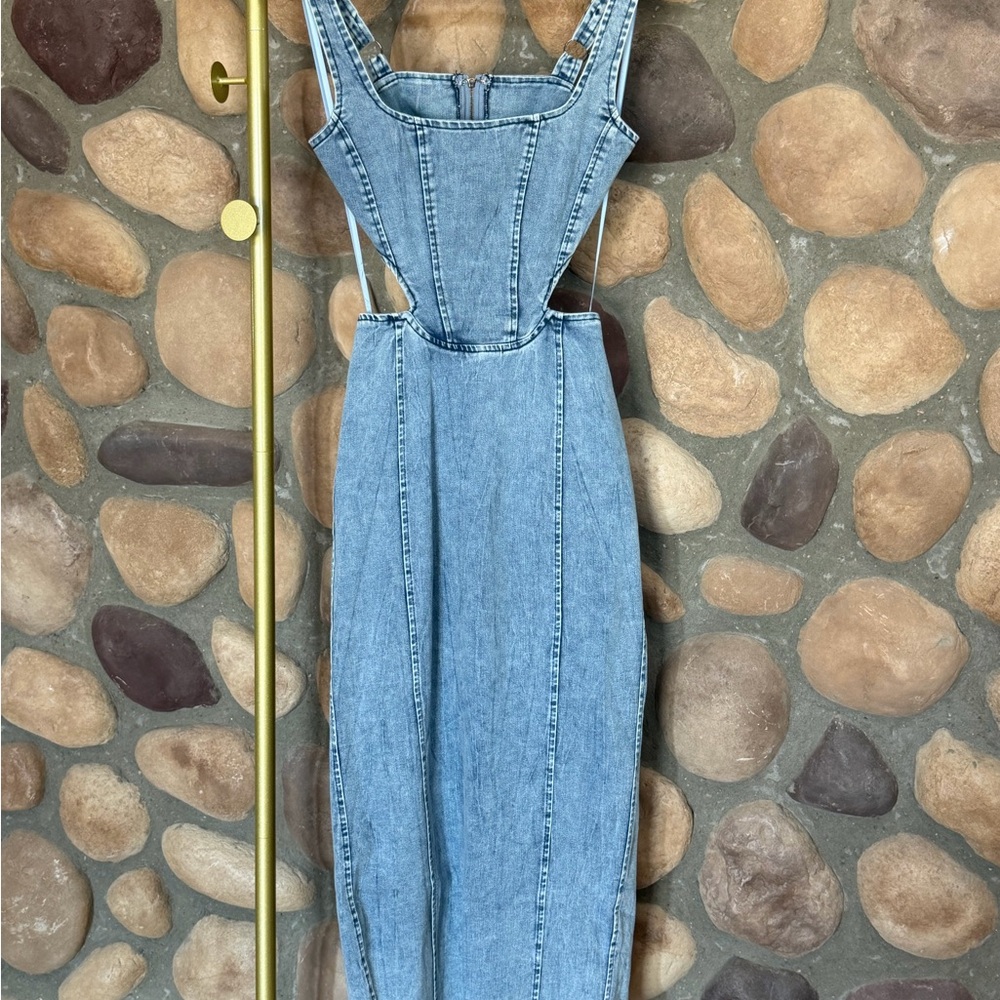 Denim Cut-out Midi Dress